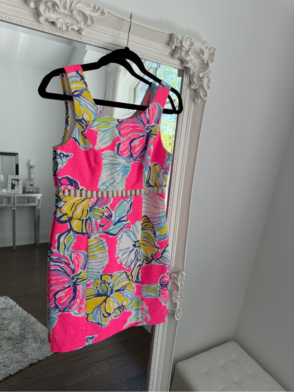 Lilly Pulitzer Neon Pink Multicolor Floral Shift Dress